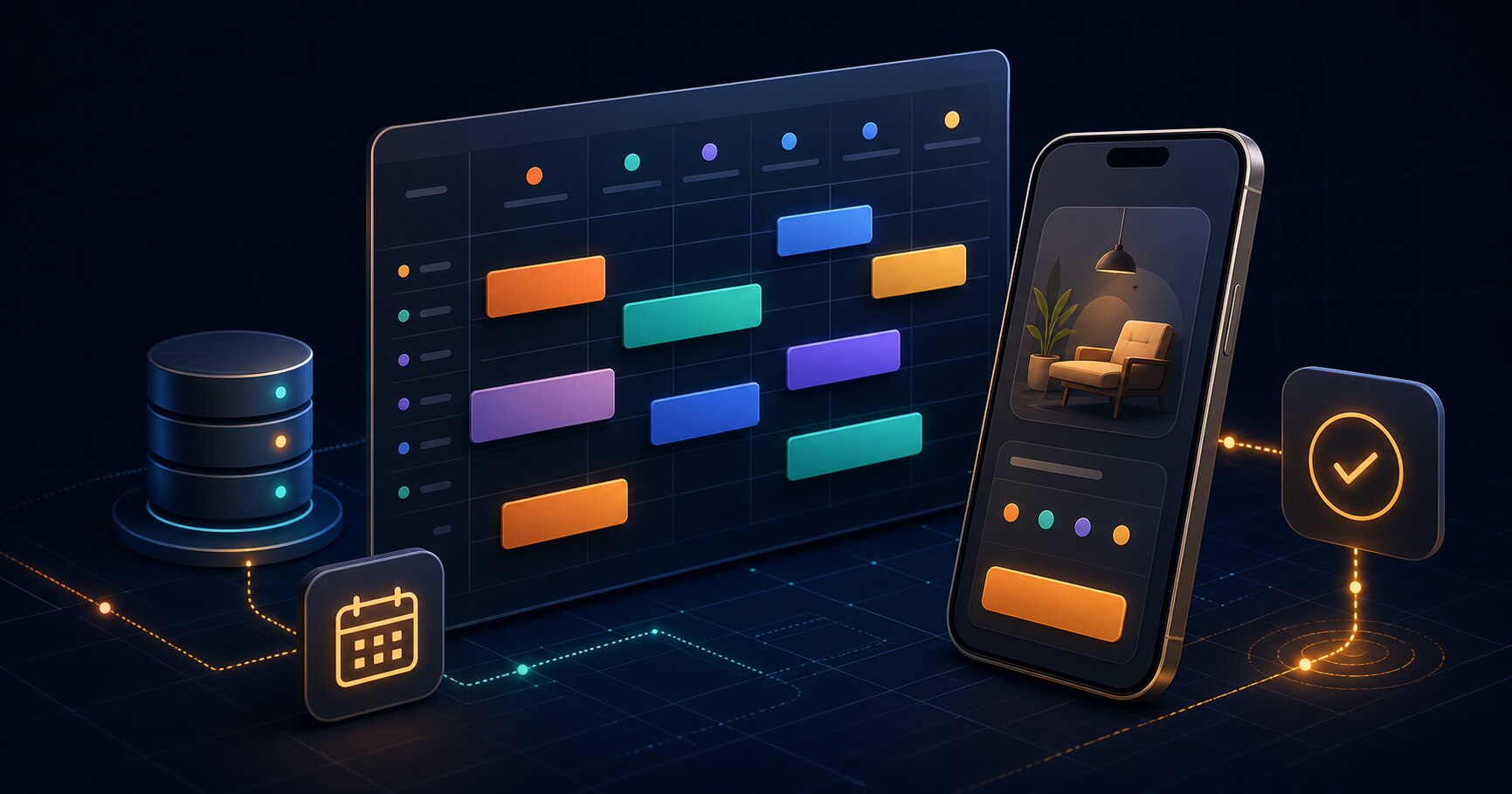 Abstract booking calendar and scheduling app illustration