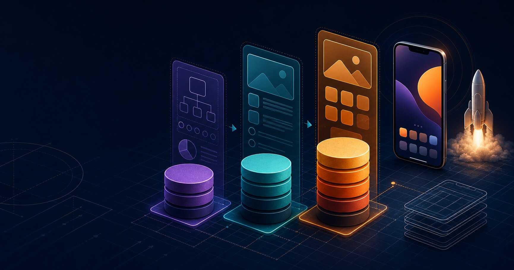 Abstract app blueprint and budget planning illustration